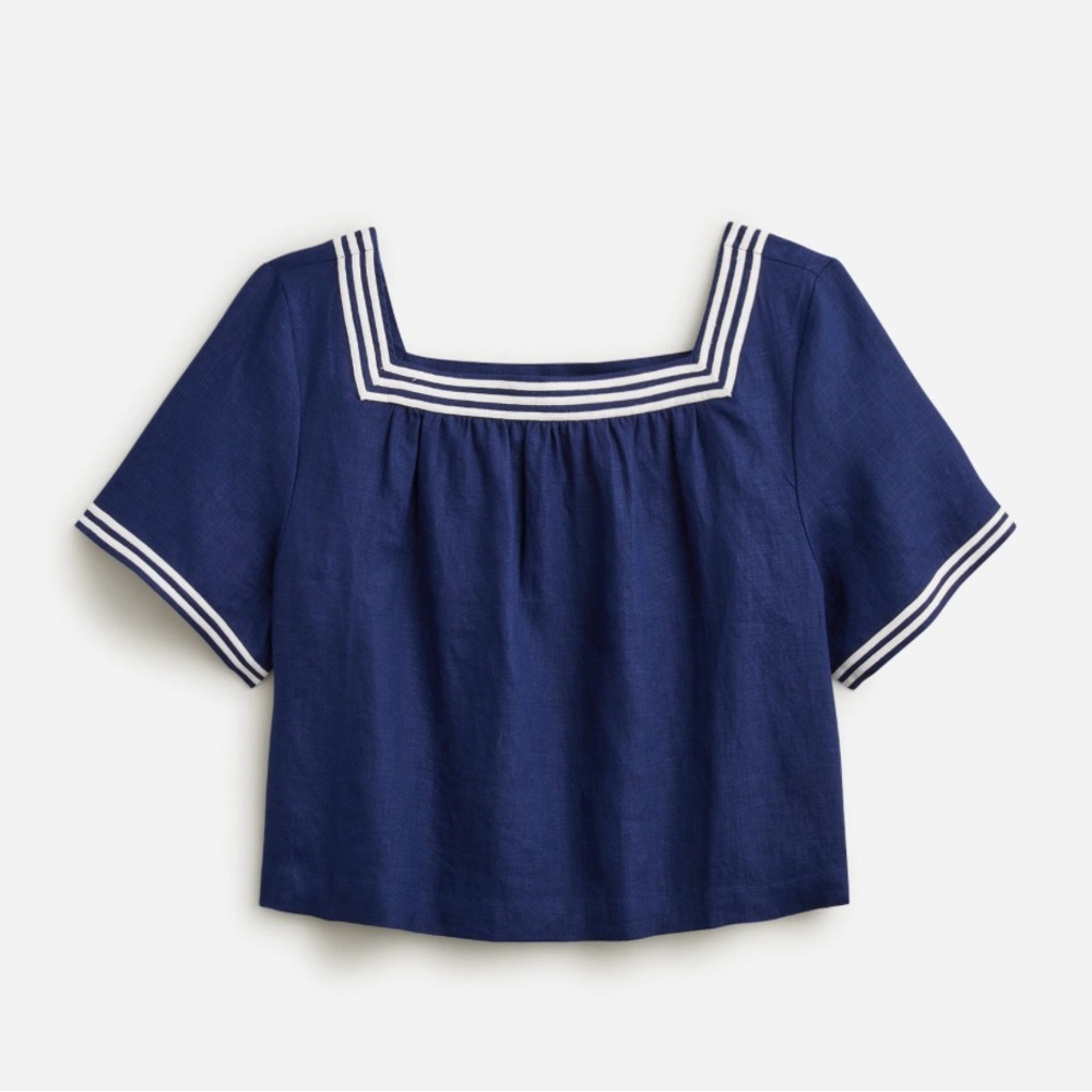 J. Crew Square-Neck Sailor Top. Linen. NWT - Picture 2 of 5